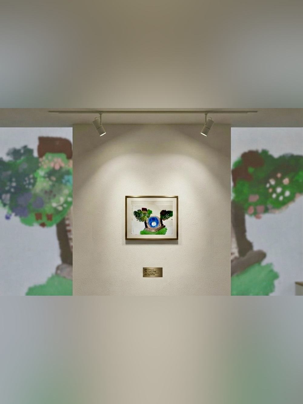 House Blue & Green Abstract Garden Painting on a Small 5x7 Canvas